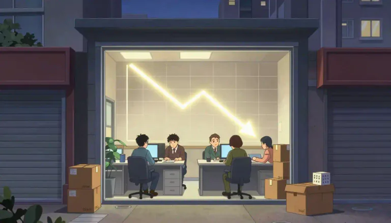 Visual representation of "downturn" - A decrease or decline in something, like business activity or economy.