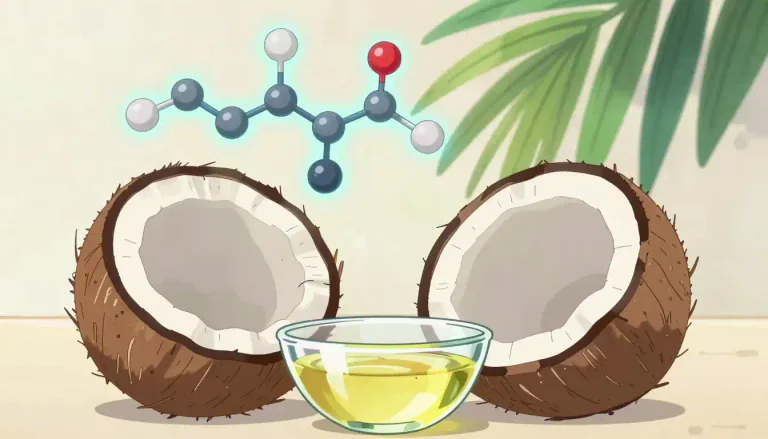 Visual representation of "lauric" - A fatty acid with a chemical structure consisting of 12 carbon atoms, commonly found in coconut oil and palm oil.