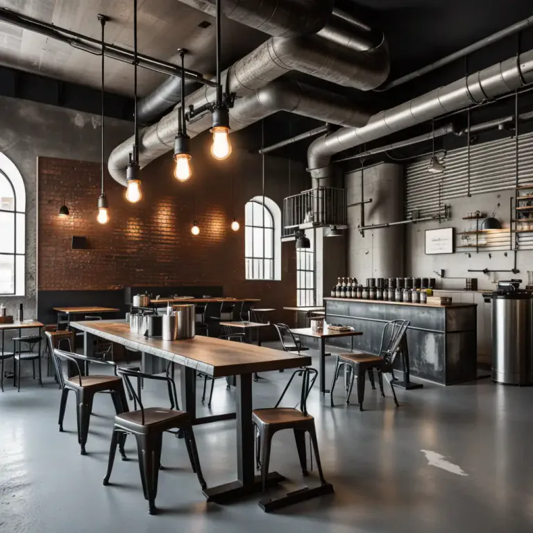 Visual representation of "industrial" - A style of interior design that uses elements of old factories and industrial spaces.