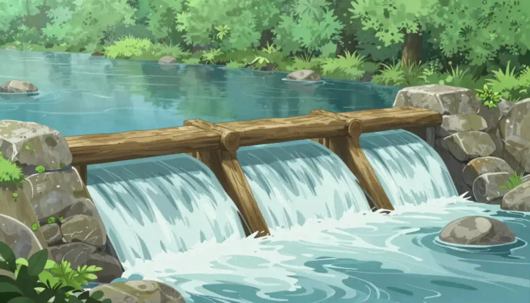 Visual representation of "dam" - A structure built across a river to stop the water flow