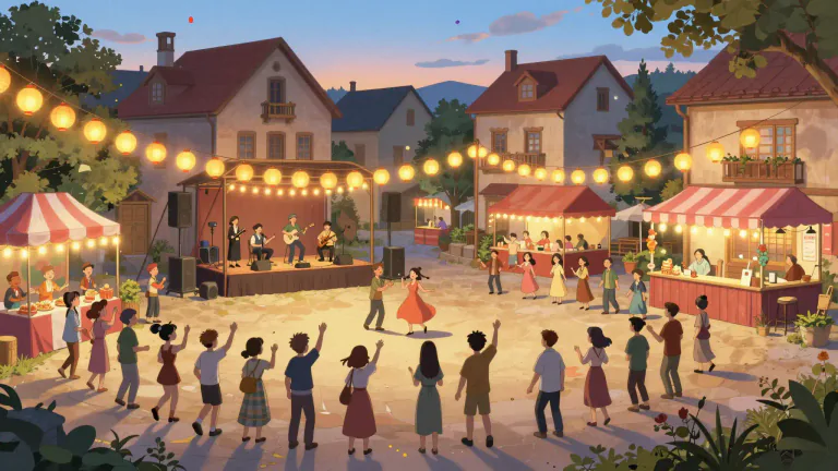 Visual representation of "festival" - An event, typically one that is celebrated by a community, which includes activities, music, games, etc.