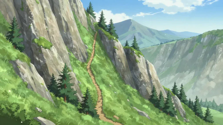 Visual representation of "mountainside" - The side or slope of a mountain
