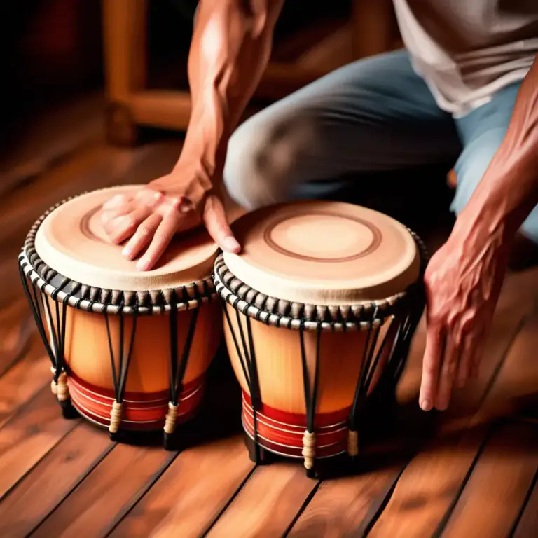 Visual representation of "bongo" - A type of drum that produces sound when being hit with the hands or drumsticks.