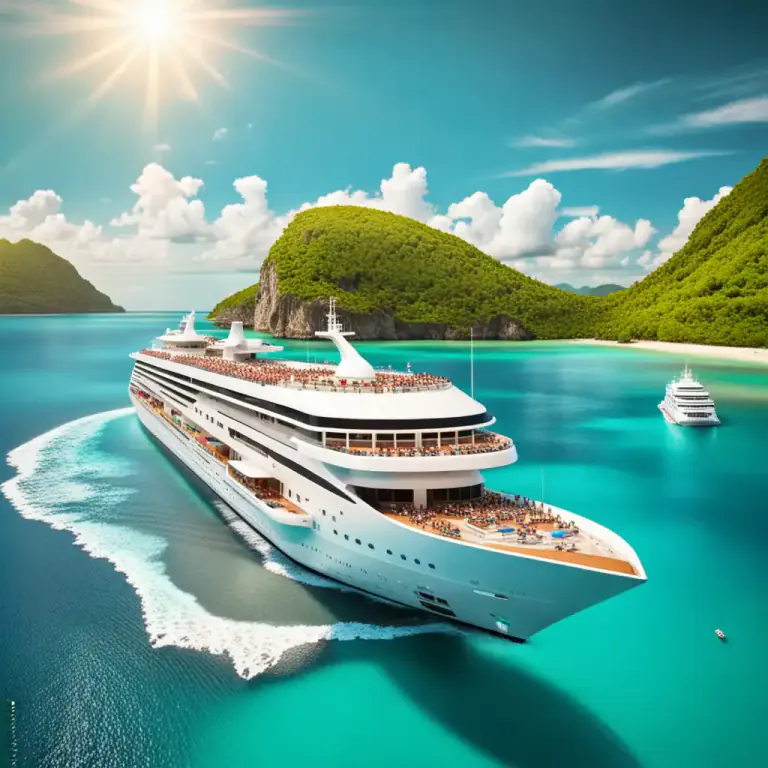 Visual representation of "cruise" - A journey by sea for pleasure, especially one that involves visiting a series of places.