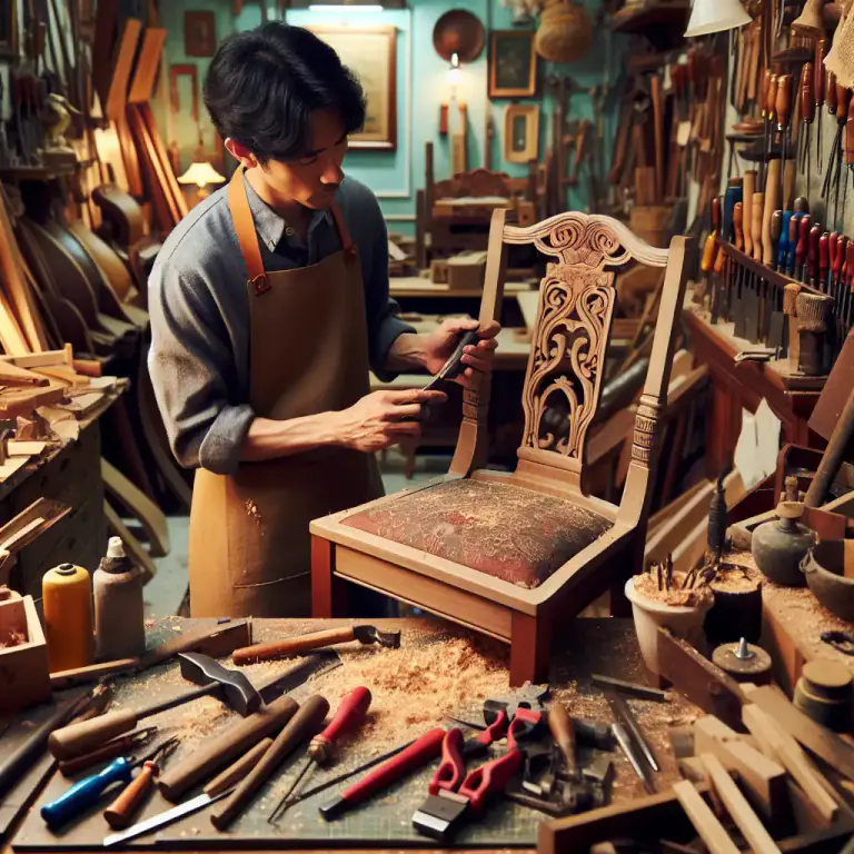 Visual representation of "upholder" - A person that restores or repairs items, especially furniture