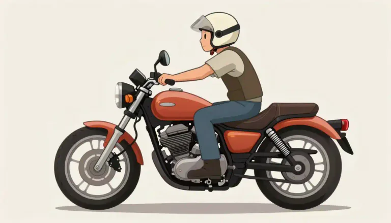 Visual representation of "motorcycle" - A vehicle with two wheels that you ride by sitting on it and controlling with handlebars at the front.
