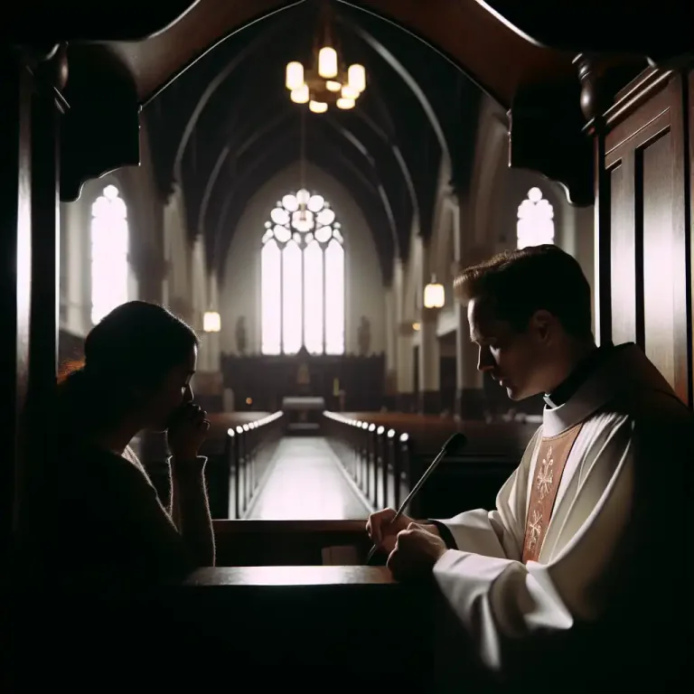 Visual representation of "confessional" - Relating to the confession of sins