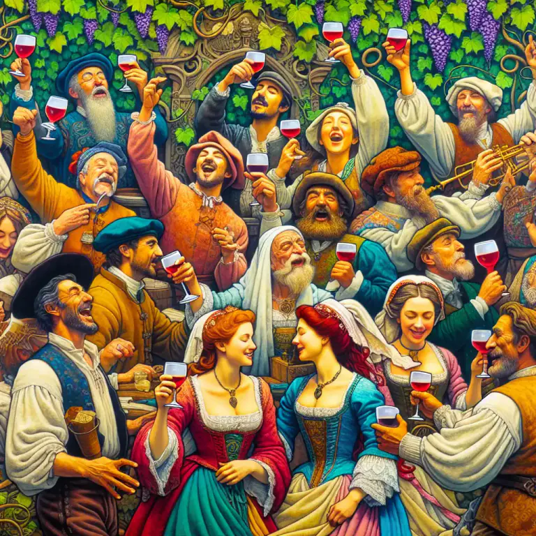 Visual representation of "bacchanalian" - Related to a party or celebration that includes a lot of drinking and wild behavior.