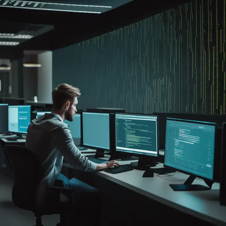 Visual representation of "hacker" - A person who is skilled in the use of computer systems, often implying an illicit purpose.