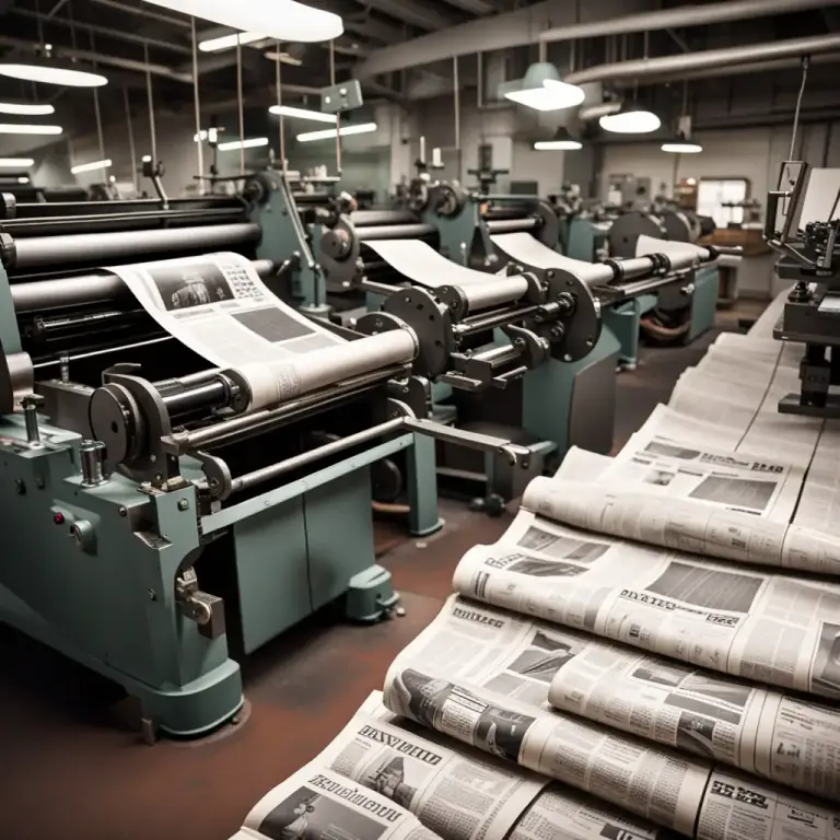 Visual representation of "the printed word/page" - The act of publishing in a printed format, especially newspapers or magazines.