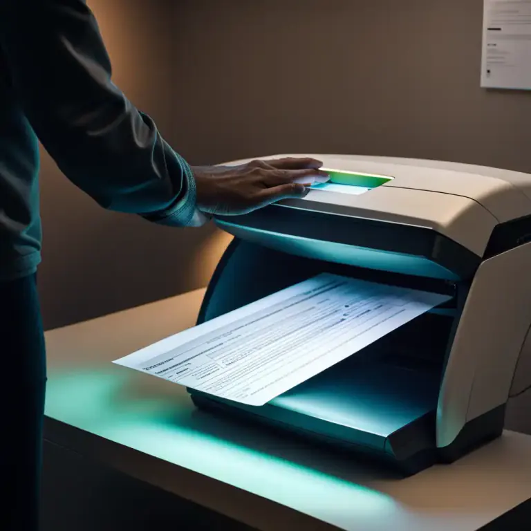 Visual representation of "scan into" - To convert paper documents into digital form using a scanner