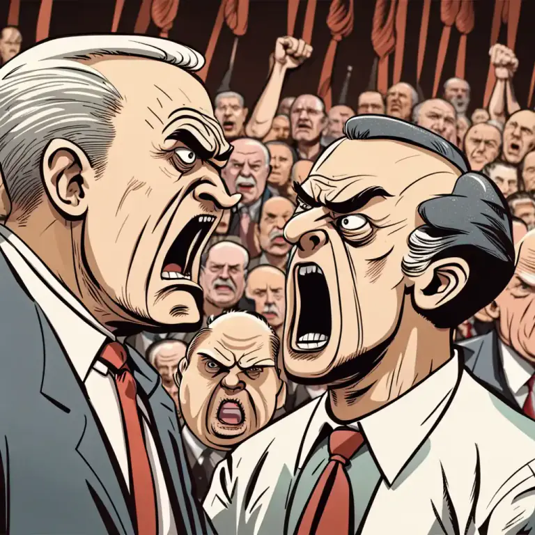 Visual representation of "at daggers drawn" - In a state of open hostility or conflict.