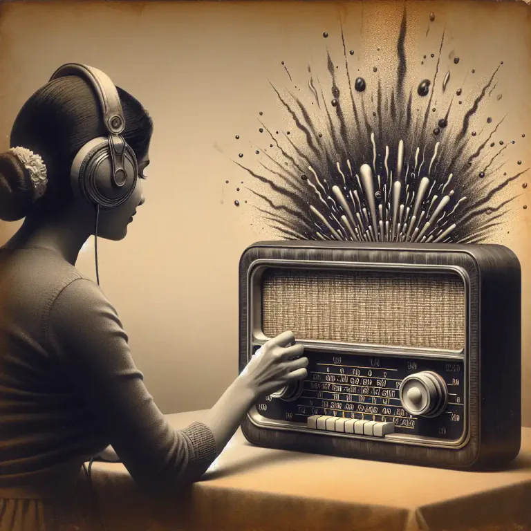 Visual representation of "squelch" - A control on a radio that is used to suppress static noise.