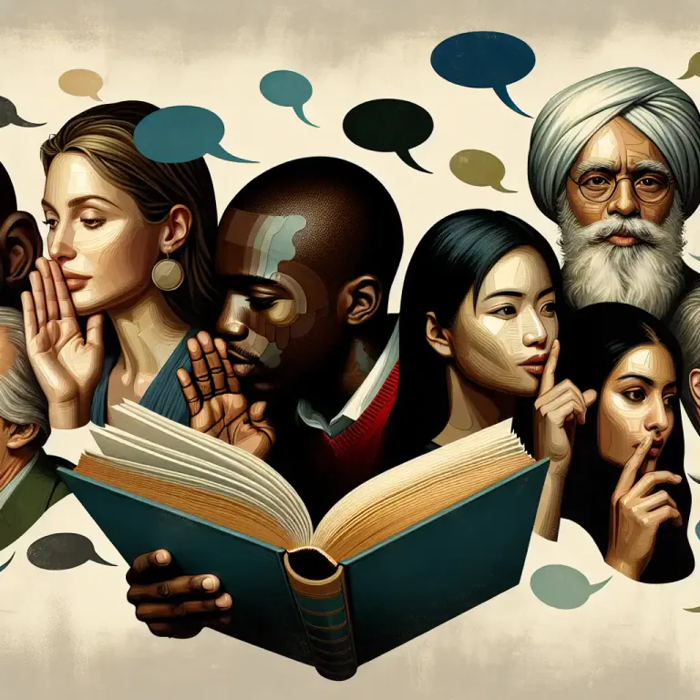 Visual representation of "polyphony" - In literature, the use of many different voices or perspectives in a single work