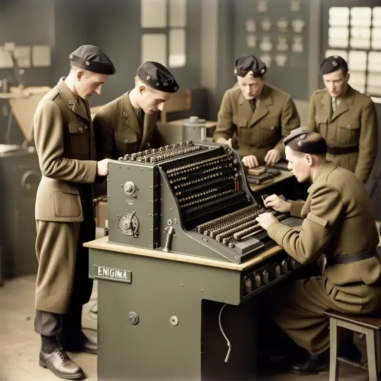 Visual representation of "enigma" - In WWII, a machine used for coding and decoding secret messages