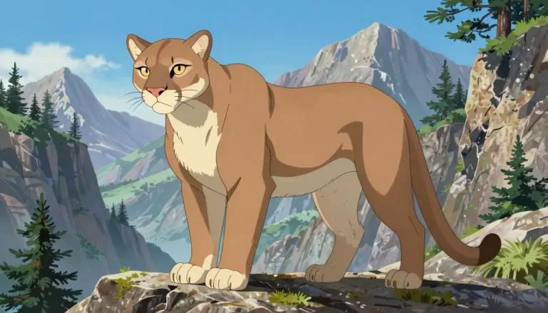 Visual representation of "puma" - A large, powerful wild cat that lives mainly in the mountains of North and South America, also known as a cougar or mountain lion.