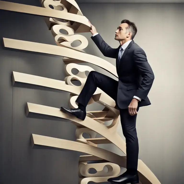 Visual representation of "spiral up" - To make progress in a gradual way