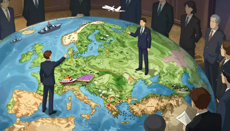 Visual representation of "geopolitical" - Related to the study or practice of the effects of geography (land, sea, location and nearby countries) on politics and international relations