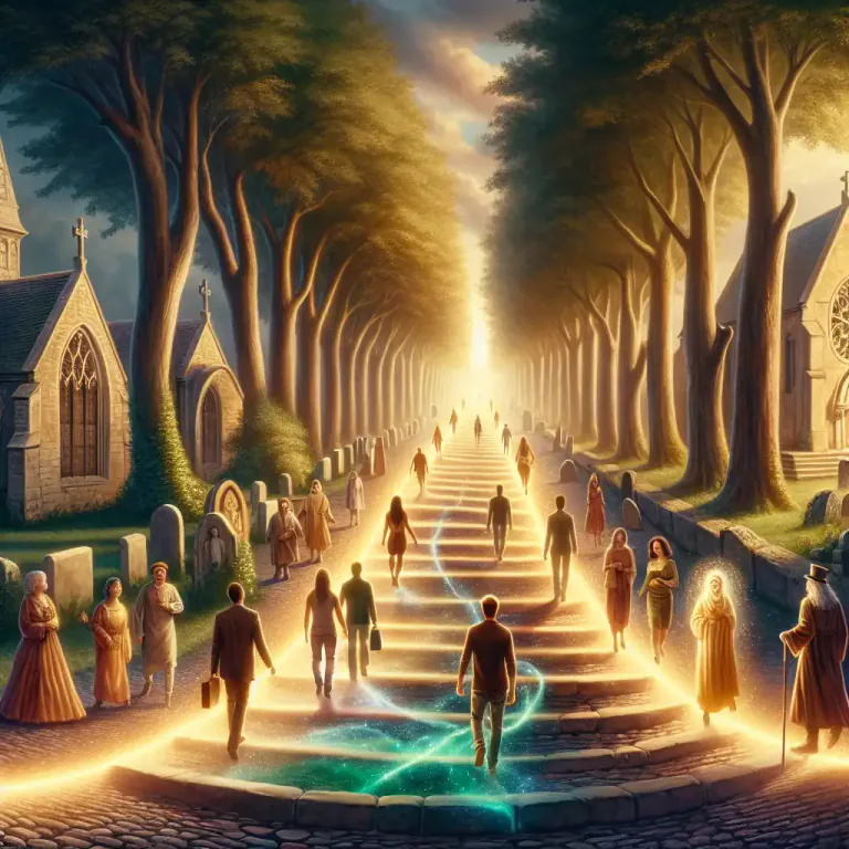 Visual representation of "ley" - A straight line path connecting different geographical features, believed to have spiritual significance.