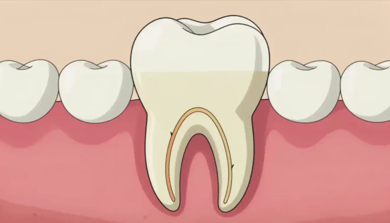 Visual representation of "cementum" - Cementum is a specialized calcified substance that covers the roots of teeth and helps anchor them to the jawbone.