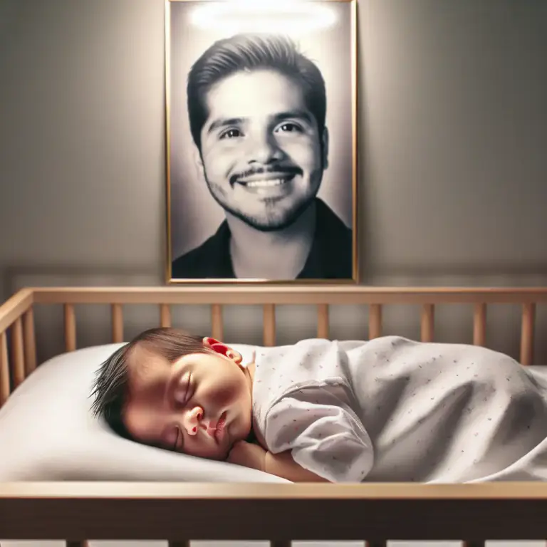 Visual representation of "posthumous" - Born after the death of the father