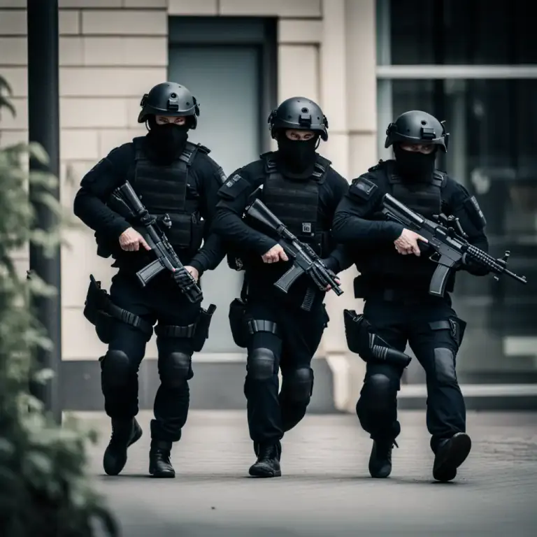 Visual representation of "swat" - Acronym for Special Weapons And Tactics, a special group within a police department trained to deal with situations requiring higher amount of force.