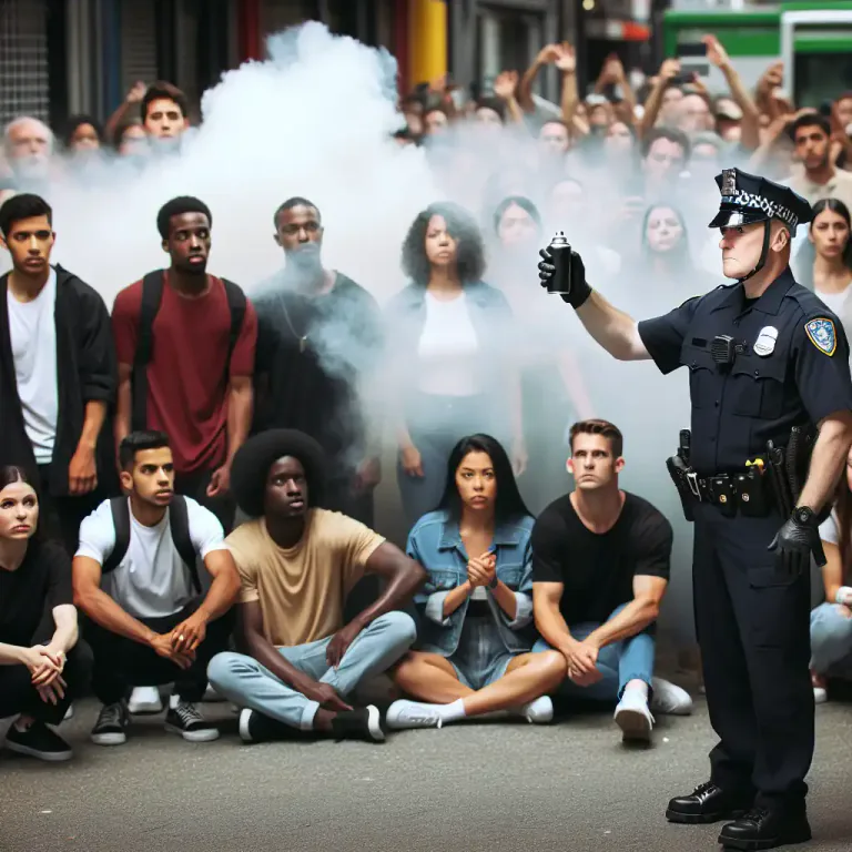 Visual representation of "mace" - A brand name for a type of tear gas in spray form.