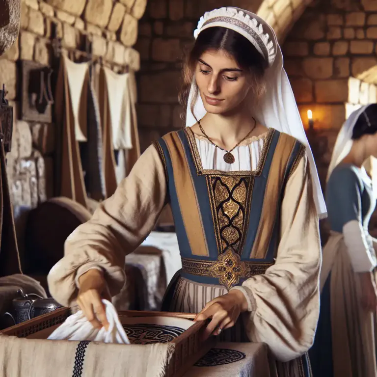 Visual representation of "maid" - A type of female servant in certain societies, especially feudal