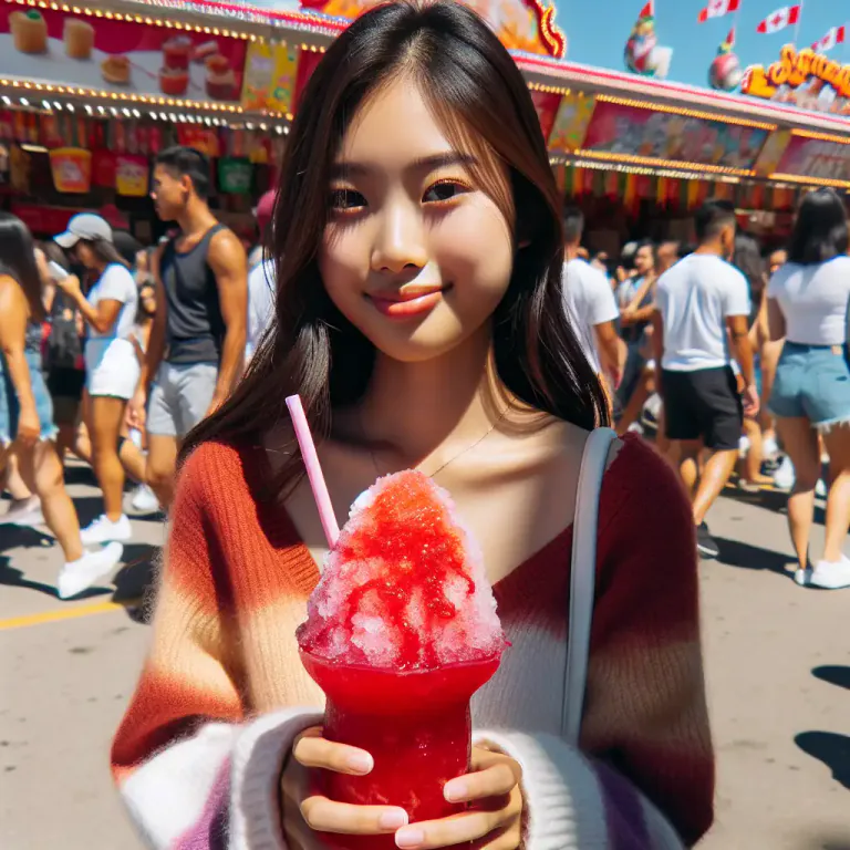 Visual representation of "slushy" - A sweet drink made of shaved ice and flavored syrup