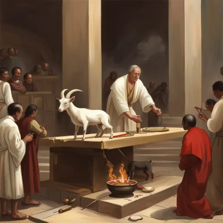Visual representation of "sacrifice" - An act of slaughtering a person or animal, or surrendering a possession, as an offering to a deity.
