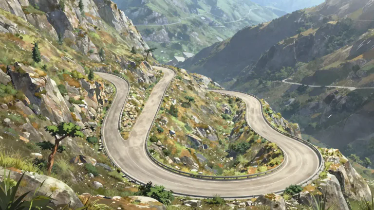 Visual representation of "windy" - Something that is long and twisting, not straight