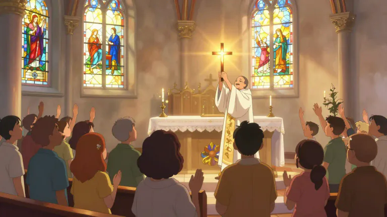 Visual representation of "hosanna" - A shout of praise or adoration in religious contexts, often said when Jesus is mentioned.