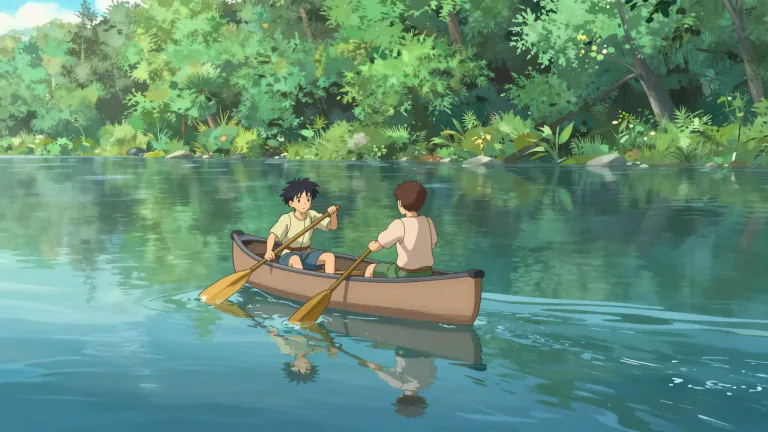 Visual representation of "canoe" - To move across water in a canoe.