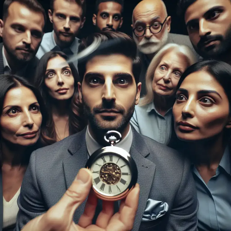 Visual representation of "mesmeric" - Causing a person to enter a state of hypnosis.