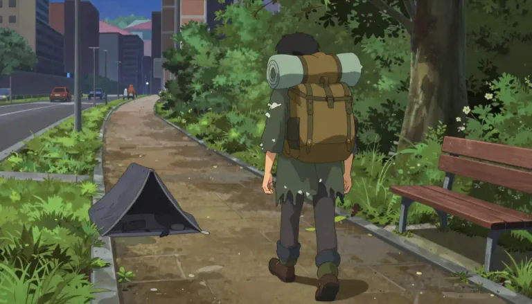 Visual representation of "vagrant" - A person without a settled home or regular work, wandering from place to place