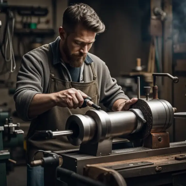 Visual representation of "lathe" - To shape something (especially metal or wood) using a lathe.
