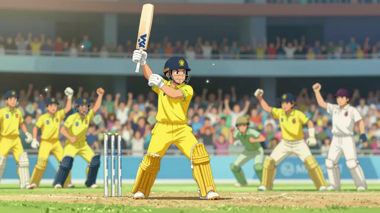 Visual representation of "ton" - In cricket, a player's individual score of 100 runs.