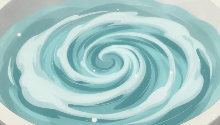 Visual representation of "vortex" - A spiral movement of fluid or air, often created by water or wind