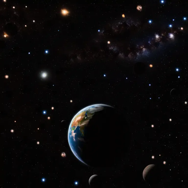 Visual representation of "space" - The area outside the Earth's atmosphere where stars and planets are