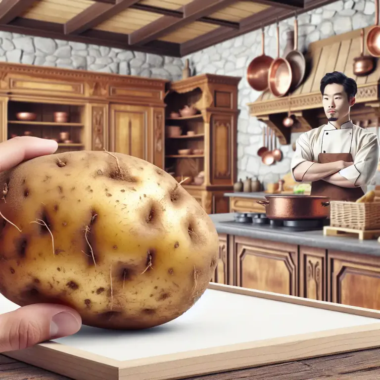 Visual representation of "russet" - A type of large potato with a rough skin that is brown in color.