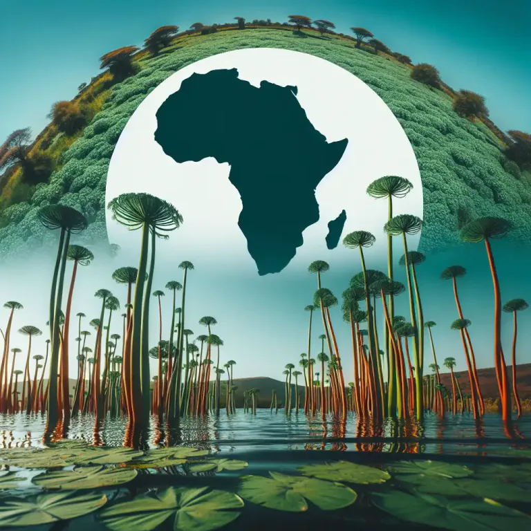 Visual representation of "papyrus" - A type of water plant with a tall stem, found mainly in Africa.