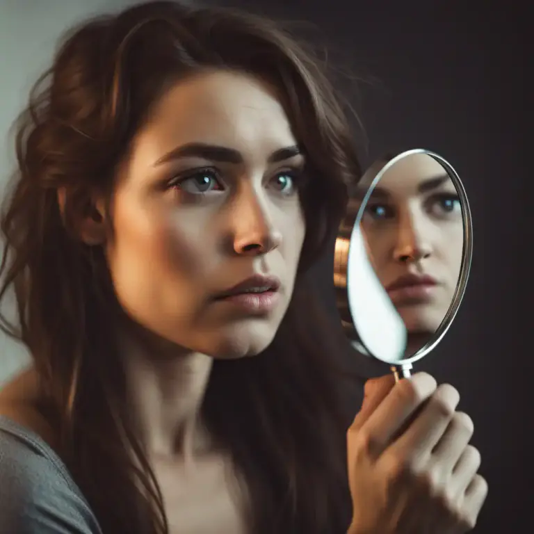 Visual representation of "be your own worst enemy" - To think too much about one's own issues or flaws, leading to stress or worry