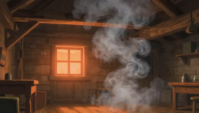 Visual representation of "smoky" - Filled with or smelling like smoke.