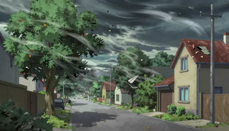 Visual representation of "windstorm" - A storm with strong winds but little or no rain.