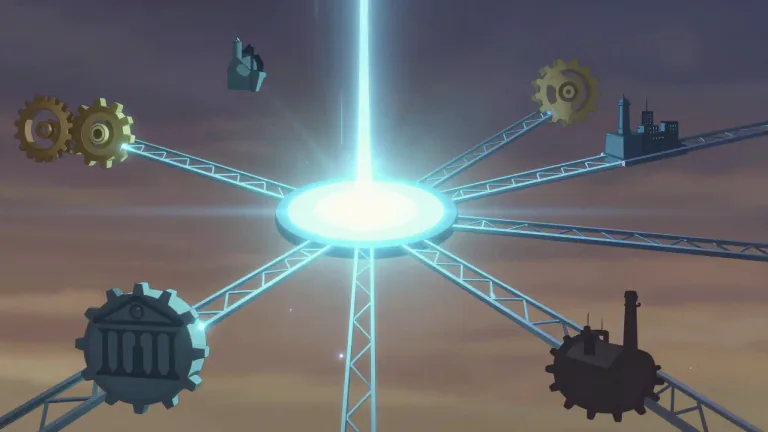 Visual representation of "nexus" - A connection or series of connections linking two or more things.