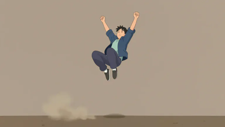 Visual representation of "jump" - an act of jumping from a surface by pushing upward with one's legs and feet