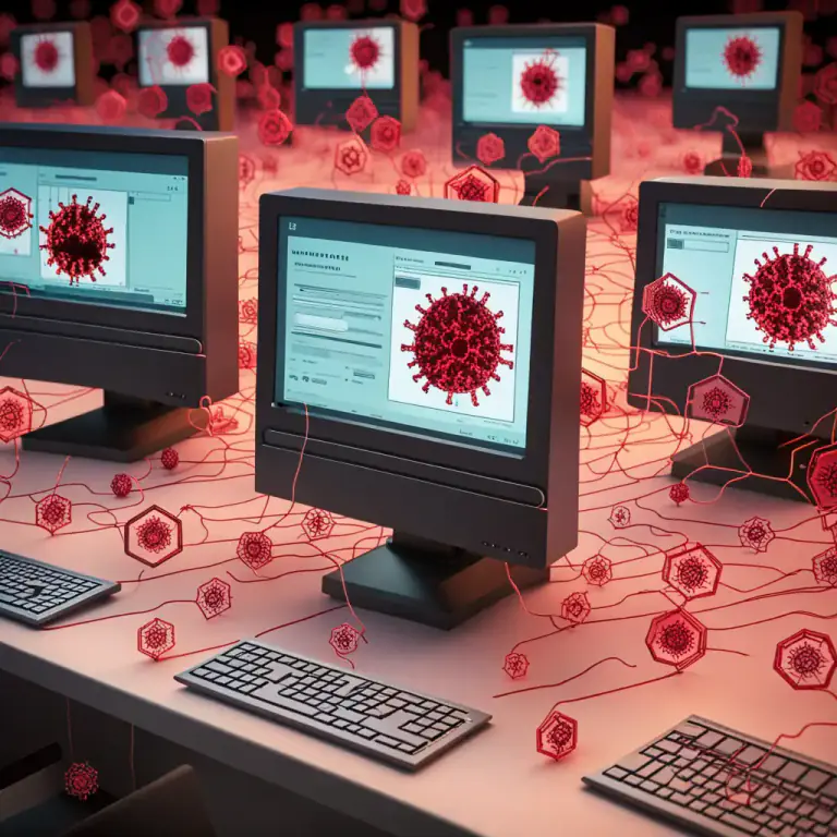 Visual representation of "viral" - In computing, it refers to software or a piece of code that is designed to damage data or system and duplicates itself to spread to other computers.