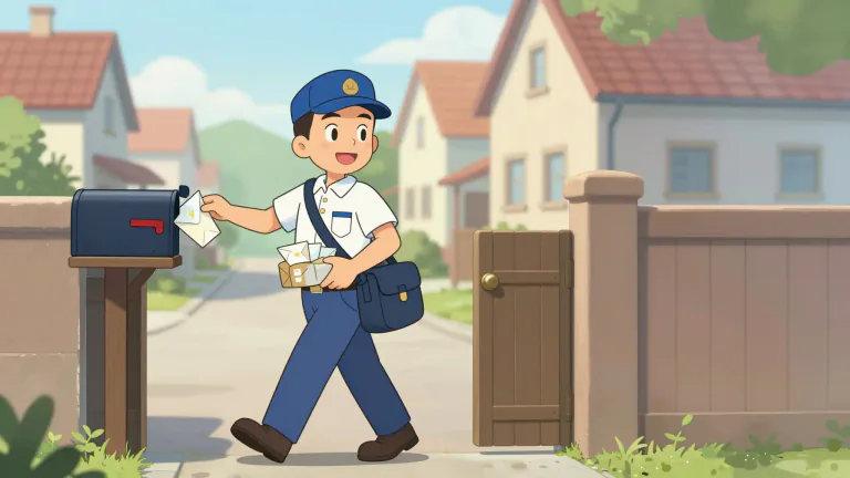 Visual representation of "mailman" - A man who delivers mail to houses, offices, etc.