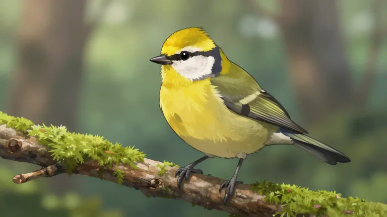 Visual representation of "goldcrest" - A small bird, with yellow and green feathers, found in Europe
