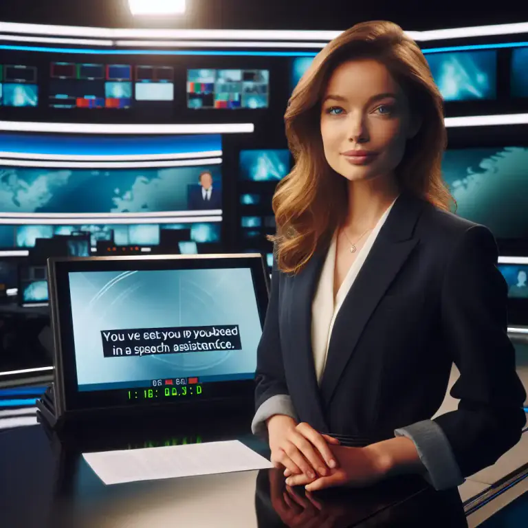 Visual representation of "prompter" - A device displaying a script or text for a speaker or performer, often used in broadcasting or public speaking.